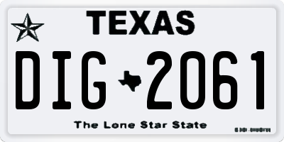 TX license plate DIG2061