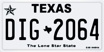 TX license plate DIG2064