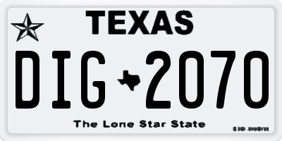 TX license plate DIG2070