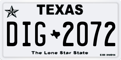 TX license plate DIG2072