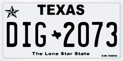 TX license plate DIG2073