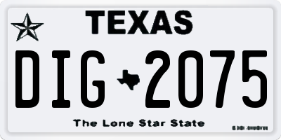 TX license plate DIG2075