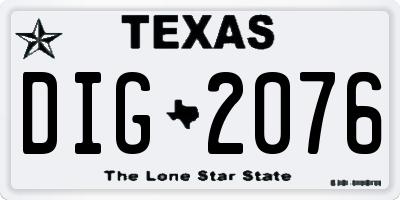 TX license plate DIG2076