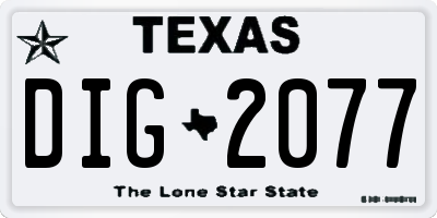 TX license plate DIG2077