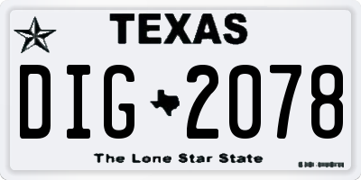 TX license plate DIG2078