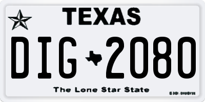 TX license plate DIG2080