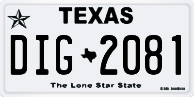 TX license plate DIG2081
