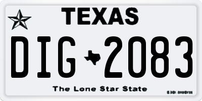 TX license plate DIG2083