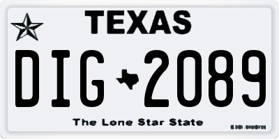 TX license plate DIG2089