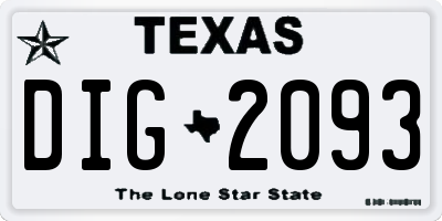 TX license plate DIG2093