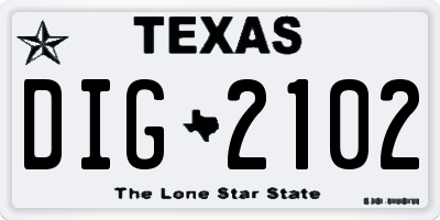 TX license plate DIG2102