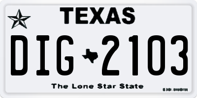 TX license plate DIG2103