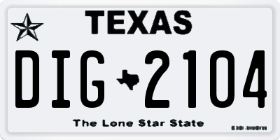 TX license plate DIG2104