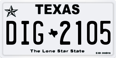 TX license plate DIG2105