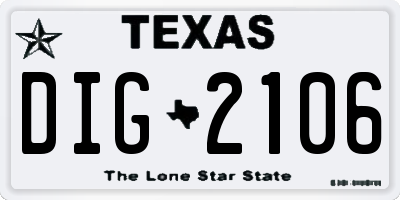 TX license plate DIG2106