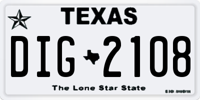 TX license plate DIG2108