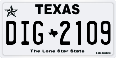 TX license plate DIG2109