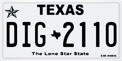 TX license plate DIG2110