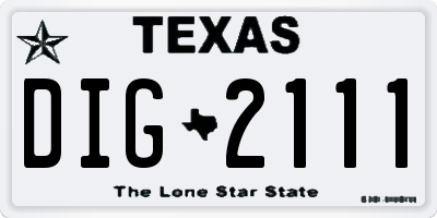 TX license plate DIG2111