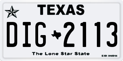 TX license plate DIG2113