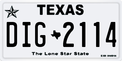 TX license plate DIG2114