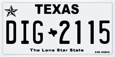 TX license plate DIG2115