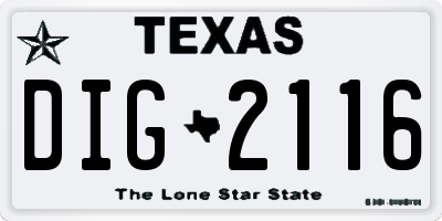 TX license plate DIG2116