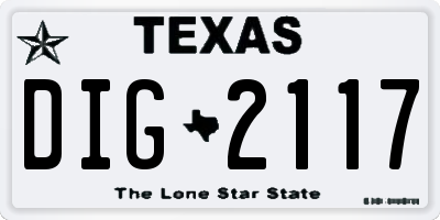 TX license plate DIG2117
