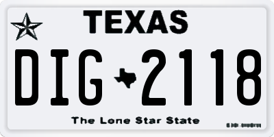 TX license plate DIG2118