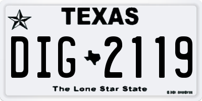 TX license plate DIG2119