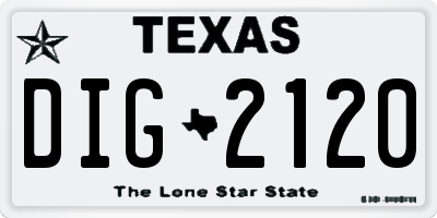 TX license plate DIG2120