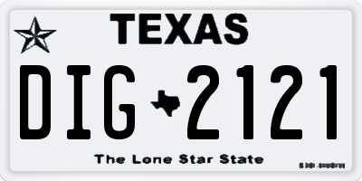 TX license plate DIG2121
