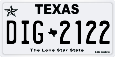 TX license plate DIG2122