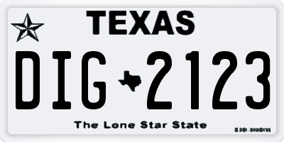 TX license plate DIG2123