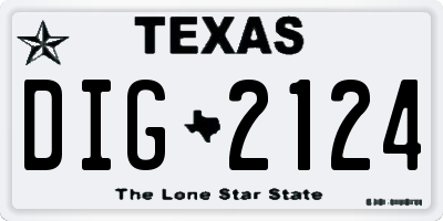 TX license plate DIG2124