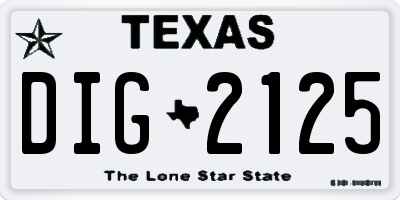 TX license plate DIG2125