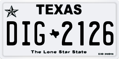 TX license plate DIG2126