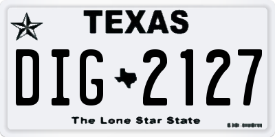 TX license plate DIG2127
