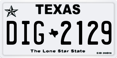 TX license plate DIG2129