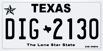 TX license plate DIG2130