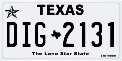 TX license plate DIG2131