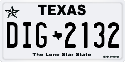 TX license plate DIG2132