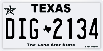 TX license plate DIG2134