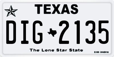 TX license plate DIG2135