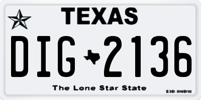 TX license plate DIG2136