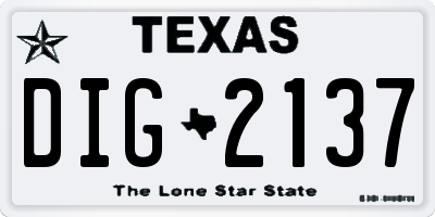 TX license plate DIG2137