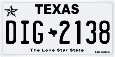 TX license plate DIG2138
