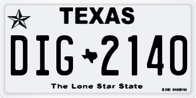 TX license plate DIG2140