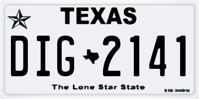 TX license plate DIG2141