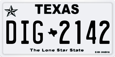TX license plate DIG2142